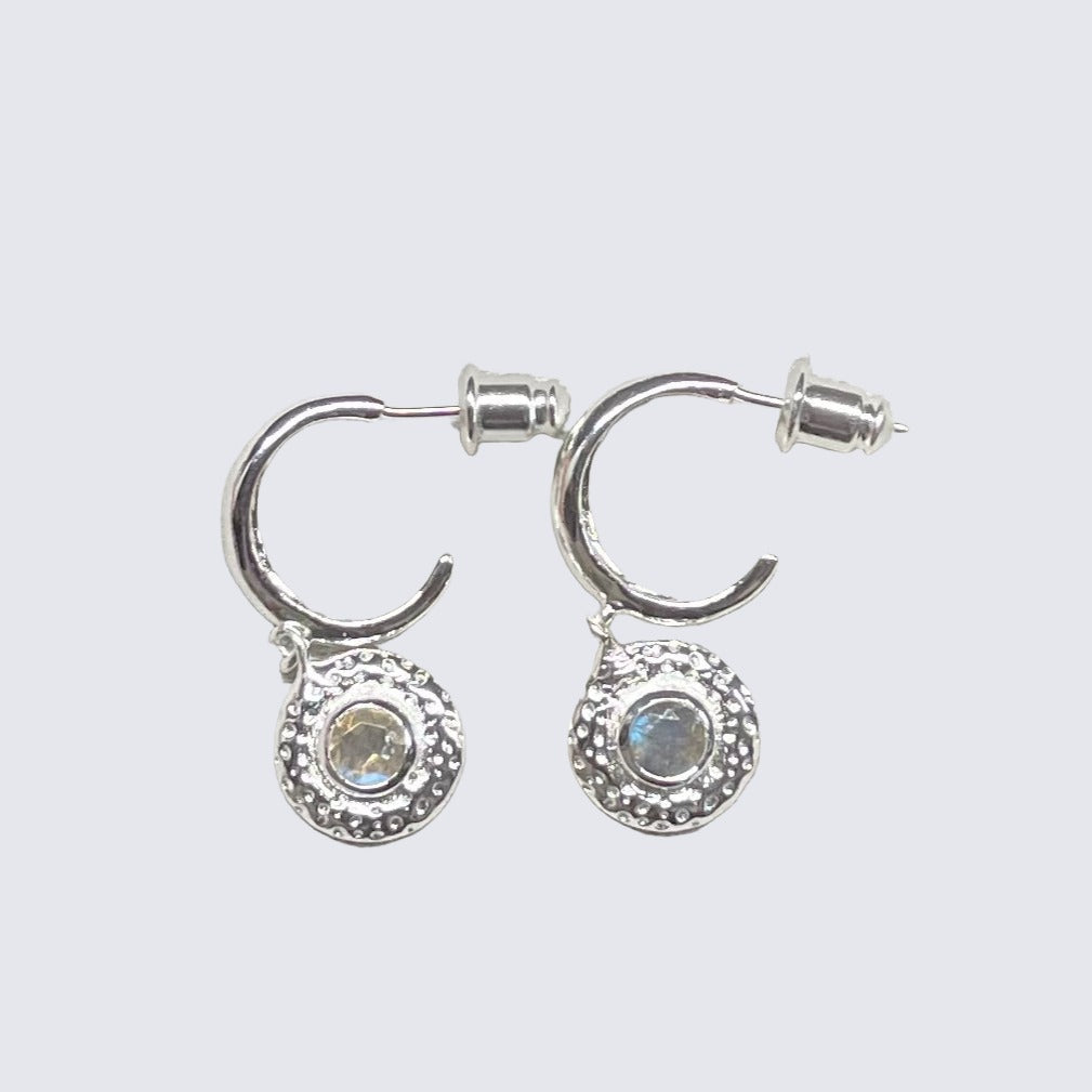 Azuni Luna Gemstone Hoop Earrings Silver