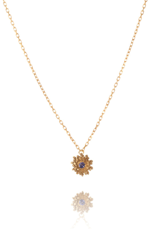 Amanda Coleman Simple Dahlia Pendant - Gold Iolite