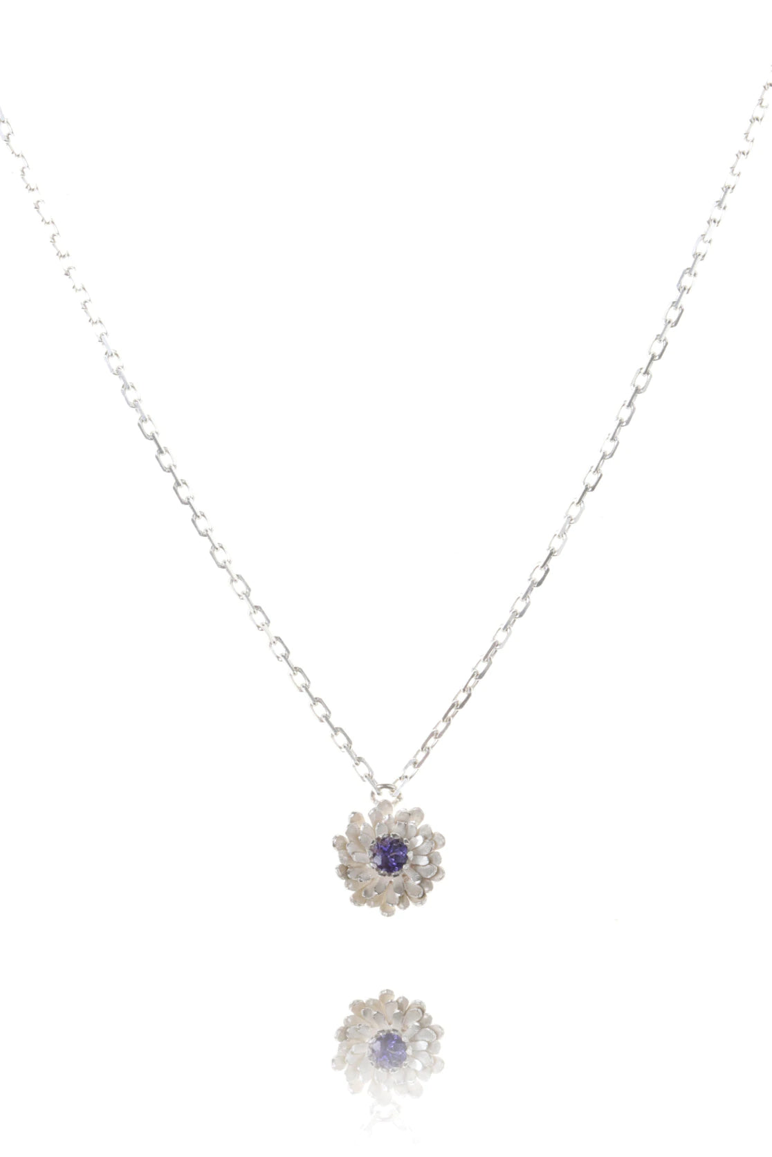 Amanda Coleman Simple Dahlia Pendant - Silver Iolite