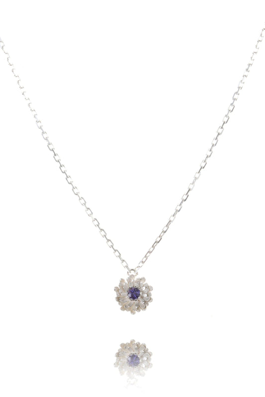 Amanda Coleman Simple Dahlia Pendant - Silver Iolite