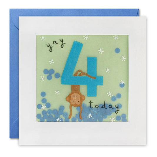 Age 4 Monkey Paper Shakies Card