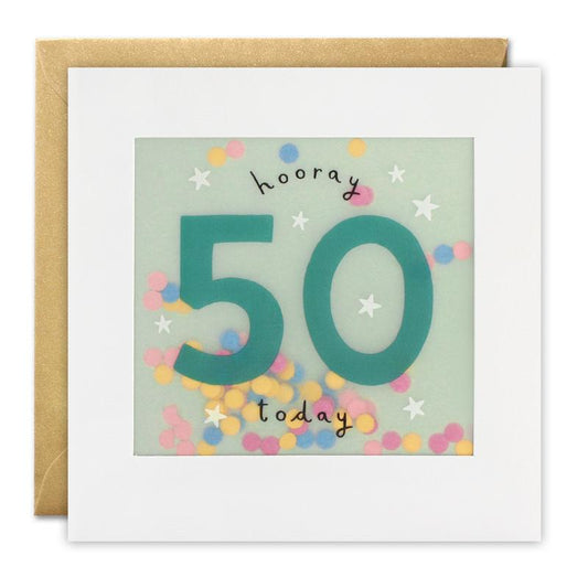 Age 50 Stars Paper Shakies Card