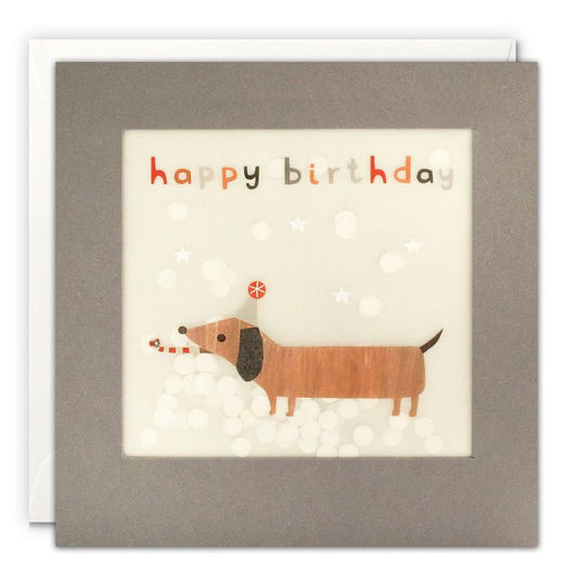 Happy Birthday Dachshund Grey Paper Shakies Card