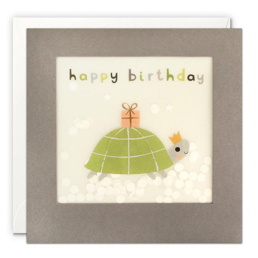 Happy Birthday Tortoise Grey Paper Shakies Card