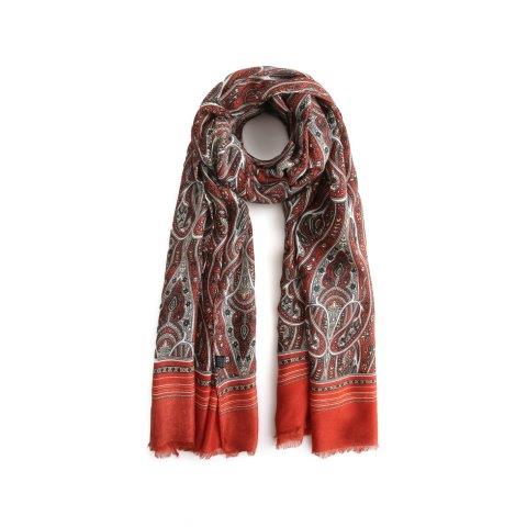 Paisley Print Scarf - Orange