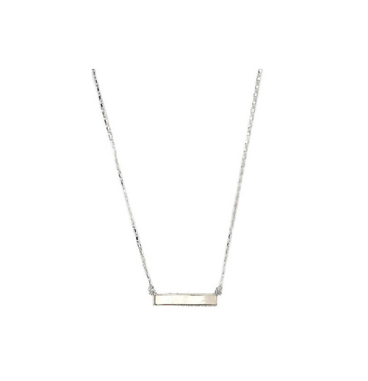 Lark Rectangle Necklace - Mother of pearl (Silver)