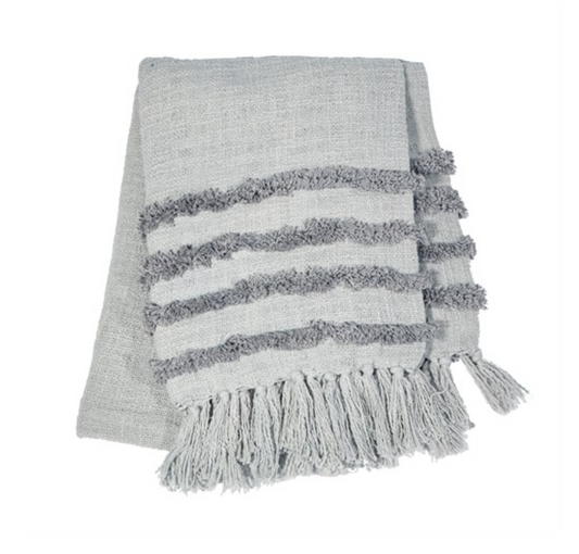 Tufted Grey Blanket Throw