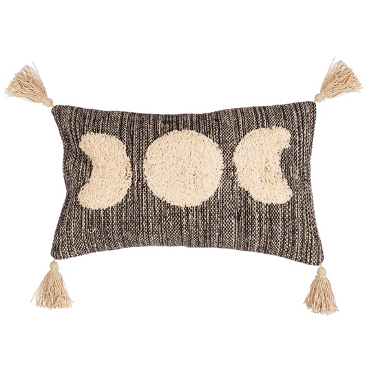 Sass & Belle Black Moon Phases Tufted Cushion