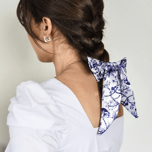 Satin Bow Scrunchie – Toile De Jouy