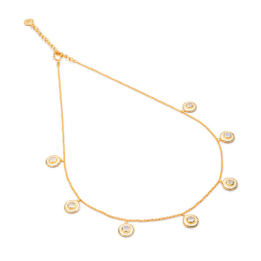 Azuni Luna Multi-Disc Gemstone Gold necklace - Moonstone