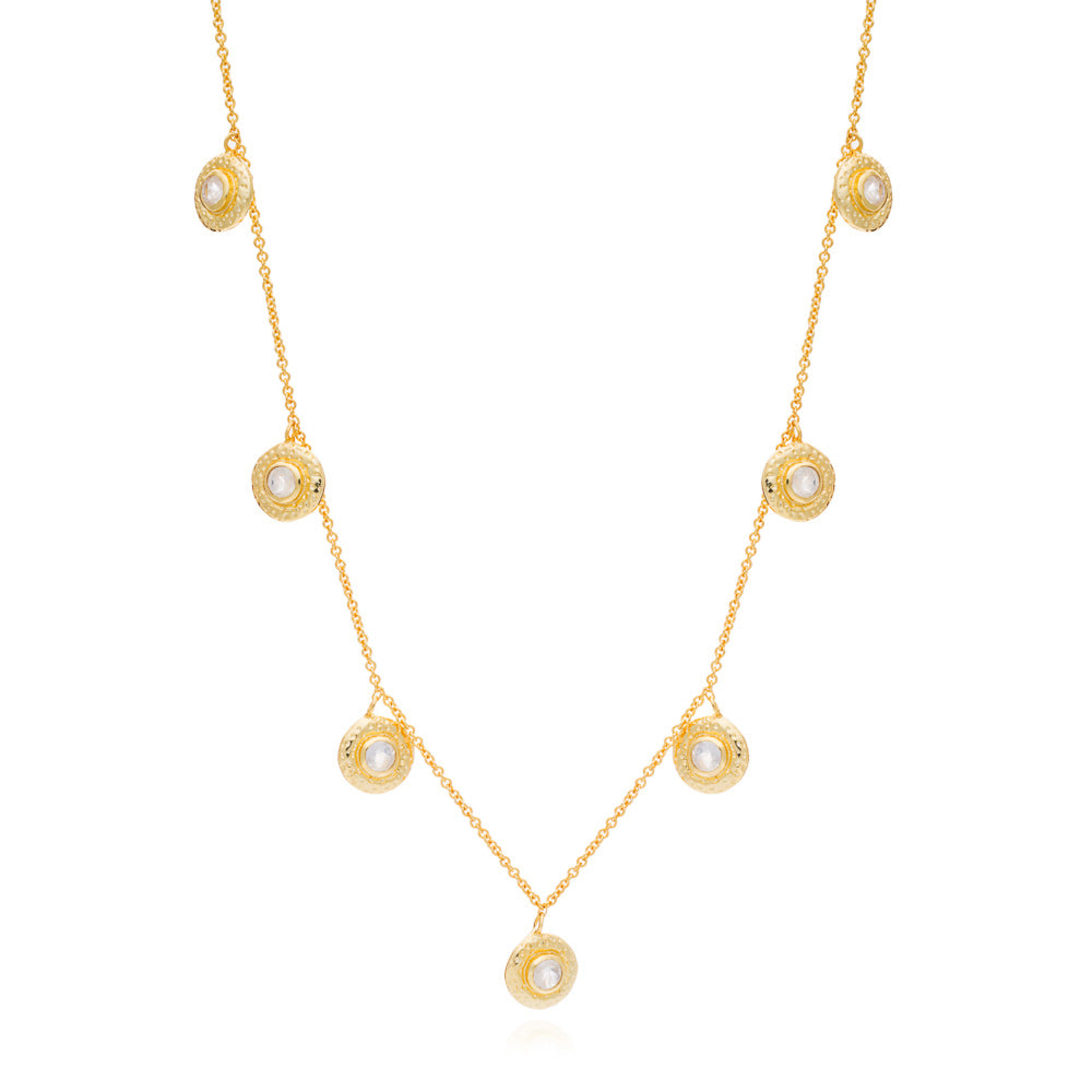 Azuni Luna Multi-Disc Gemstone Gold necklace - Moonstone