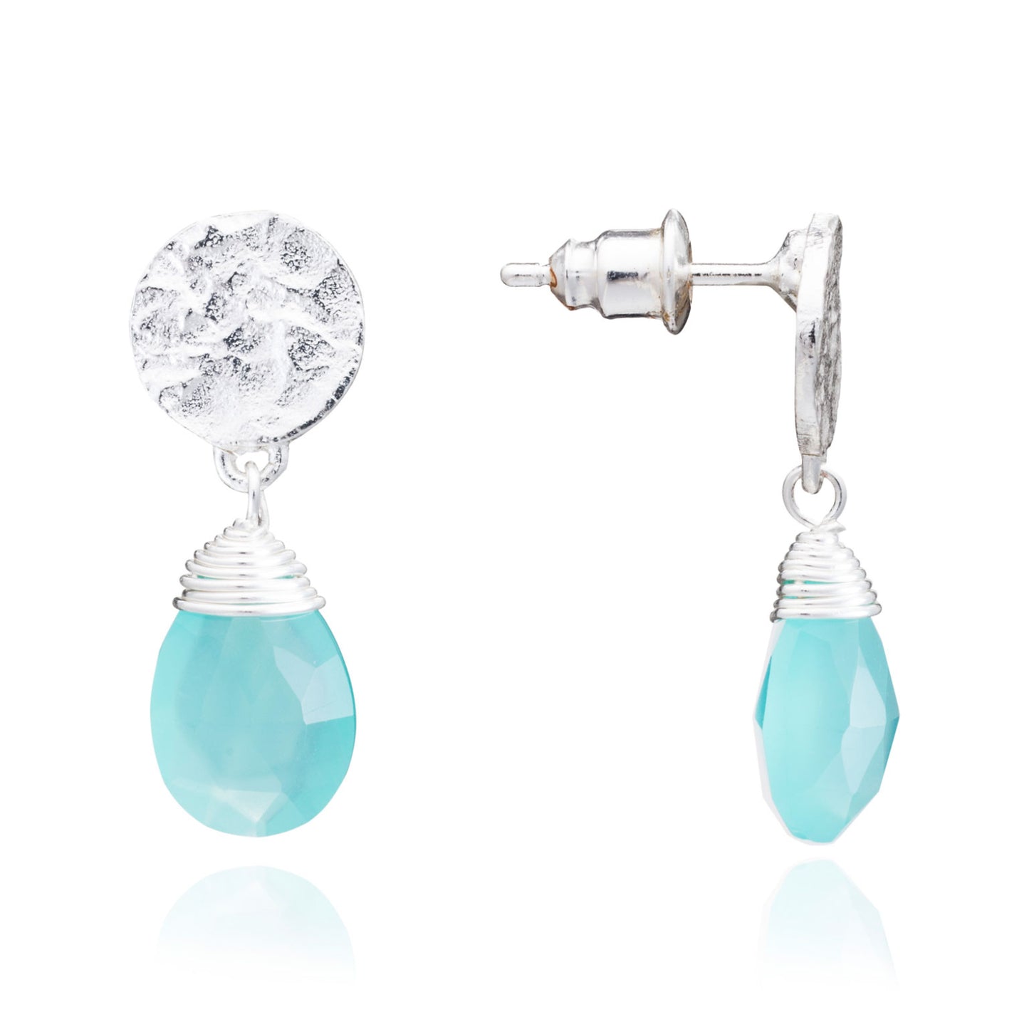 Azuni Athena Drop Gemstone Earrings Silver