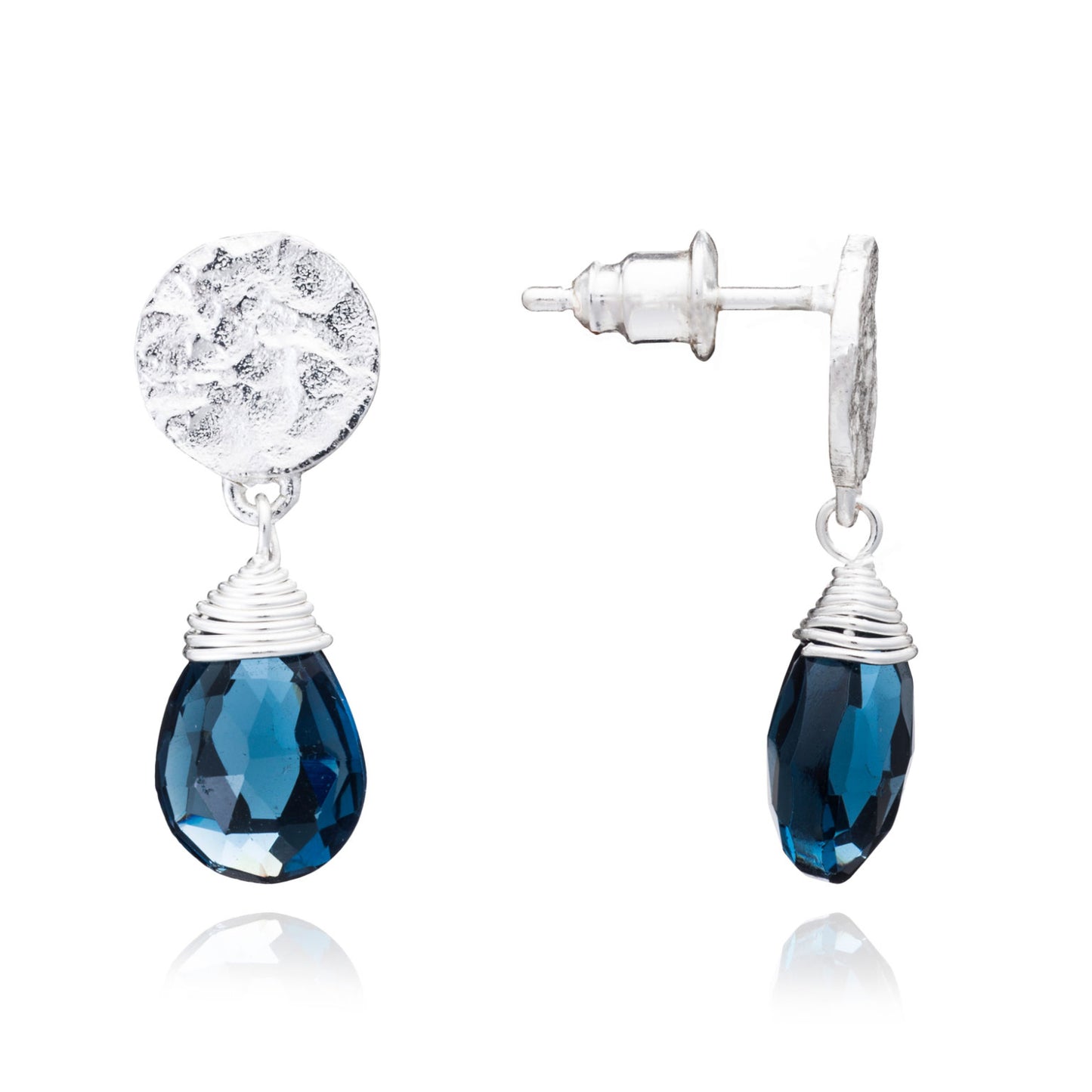 Azuni Athena Drop Gemstone Earrings Silver