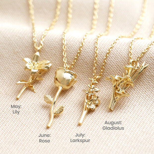 Lisa Angel Birth Flower Pendant Necklace in Gold