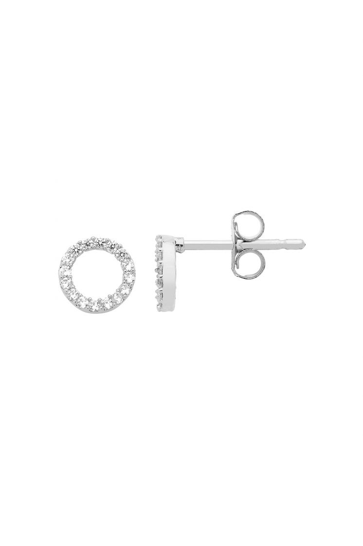 Estella Bartlett Circle Earrings - Silver (with Cubic Zirconia)