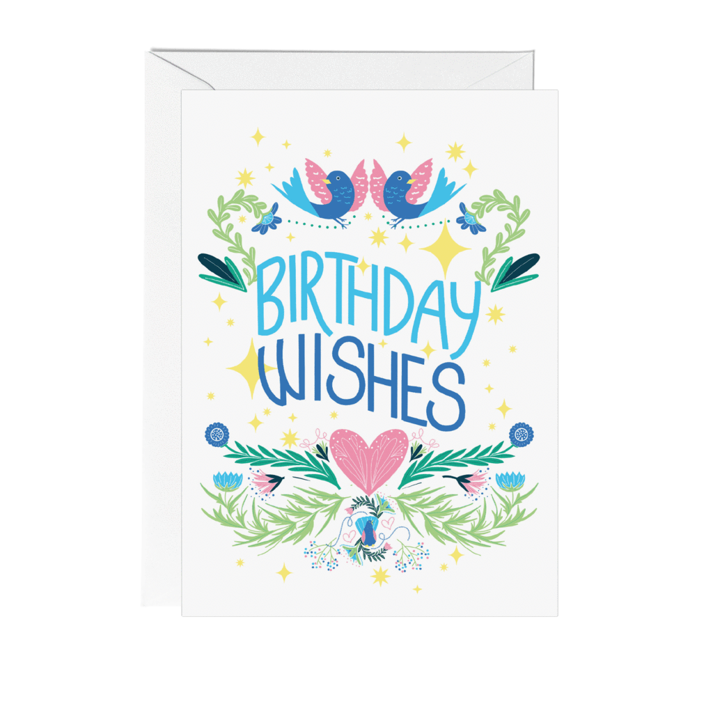 Folksy Birthday Wishes Card