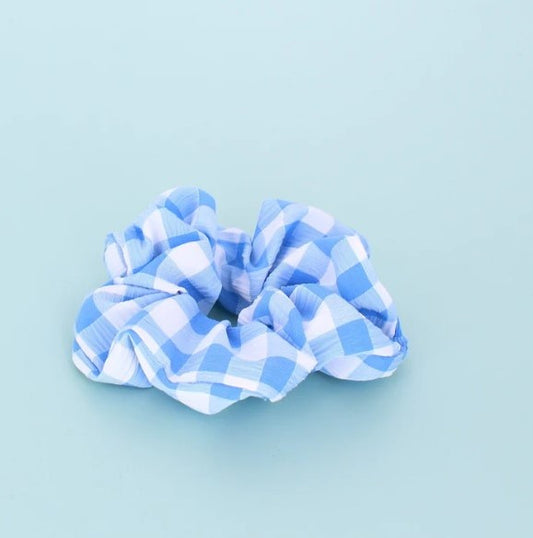 Gingham Scrunchie Blue