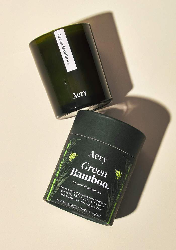 Aery Green Bamboo Candle - Cypress Patchouli & Orange