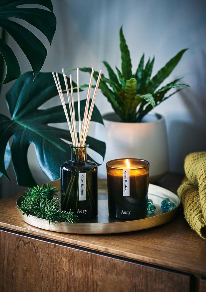 Aery Green Bamboo Candle - Cypress Patchouli & Orange