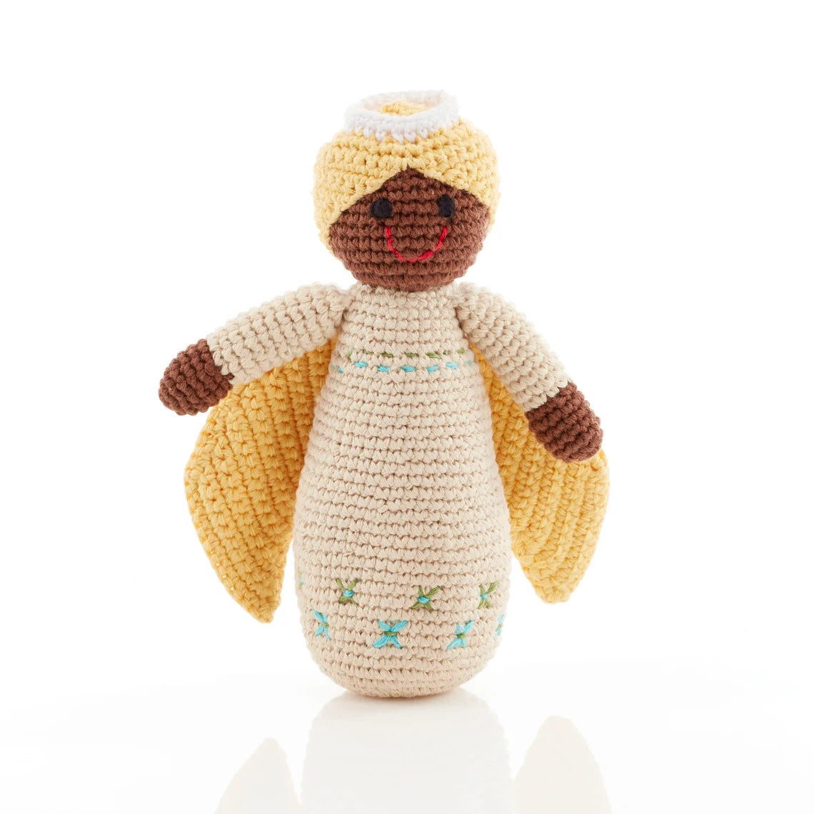 Pebble Knitted Festive Rattle - Cream Angel