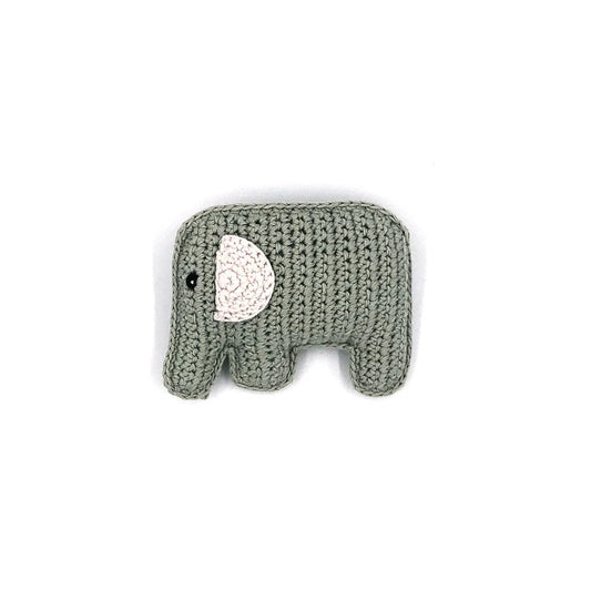 Pebble Knitted Elephant Rattle Teal