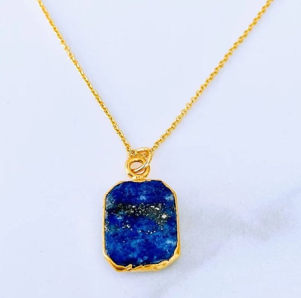 Lapis London Rectangle Pendant Necklace - Gold Plated