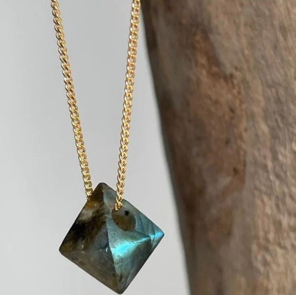 Lapis London Octahedron Pendant Necklace - Gold Plated