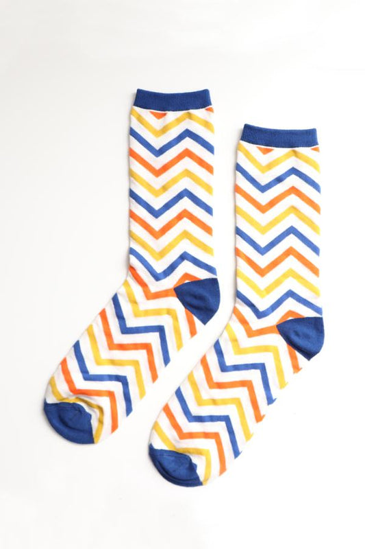 Men's Blue Chevron Bamboo Socks