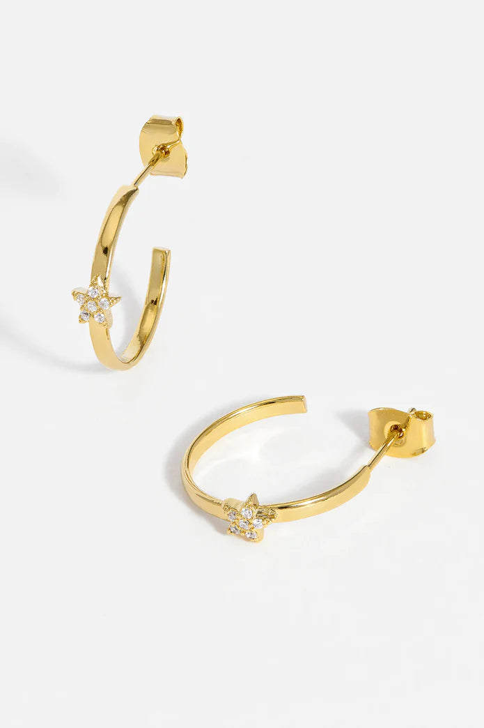 Estella Bartlett  CZ Star Flat Edge Hoop Earrings Gold