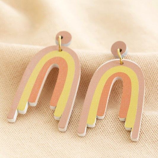 Lisa Angel Statement Wooden Rainbow Drop Earrings