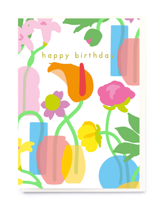 Flowers & Vases Birthday Card